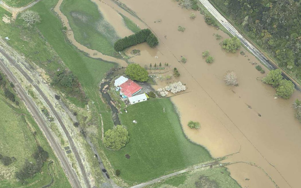 An aerial shot of flooding at Okahukura on 15 October.