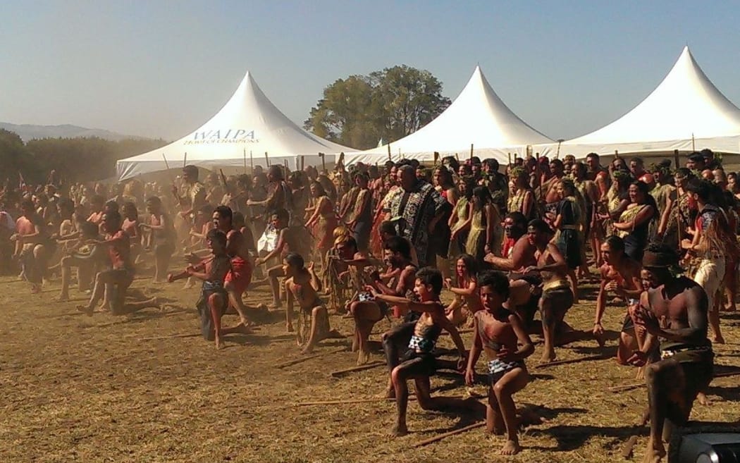 Powhiri for the official party at the site of the Battle of Orakau.