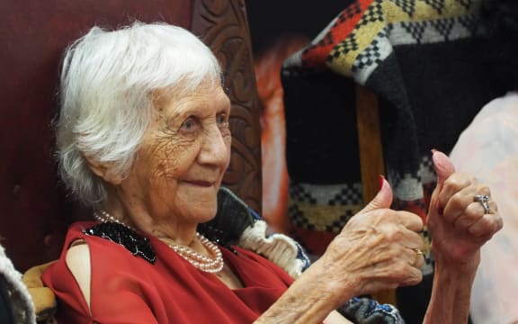 A typically positive Isey Cross, 106, offers a thumbs-up.