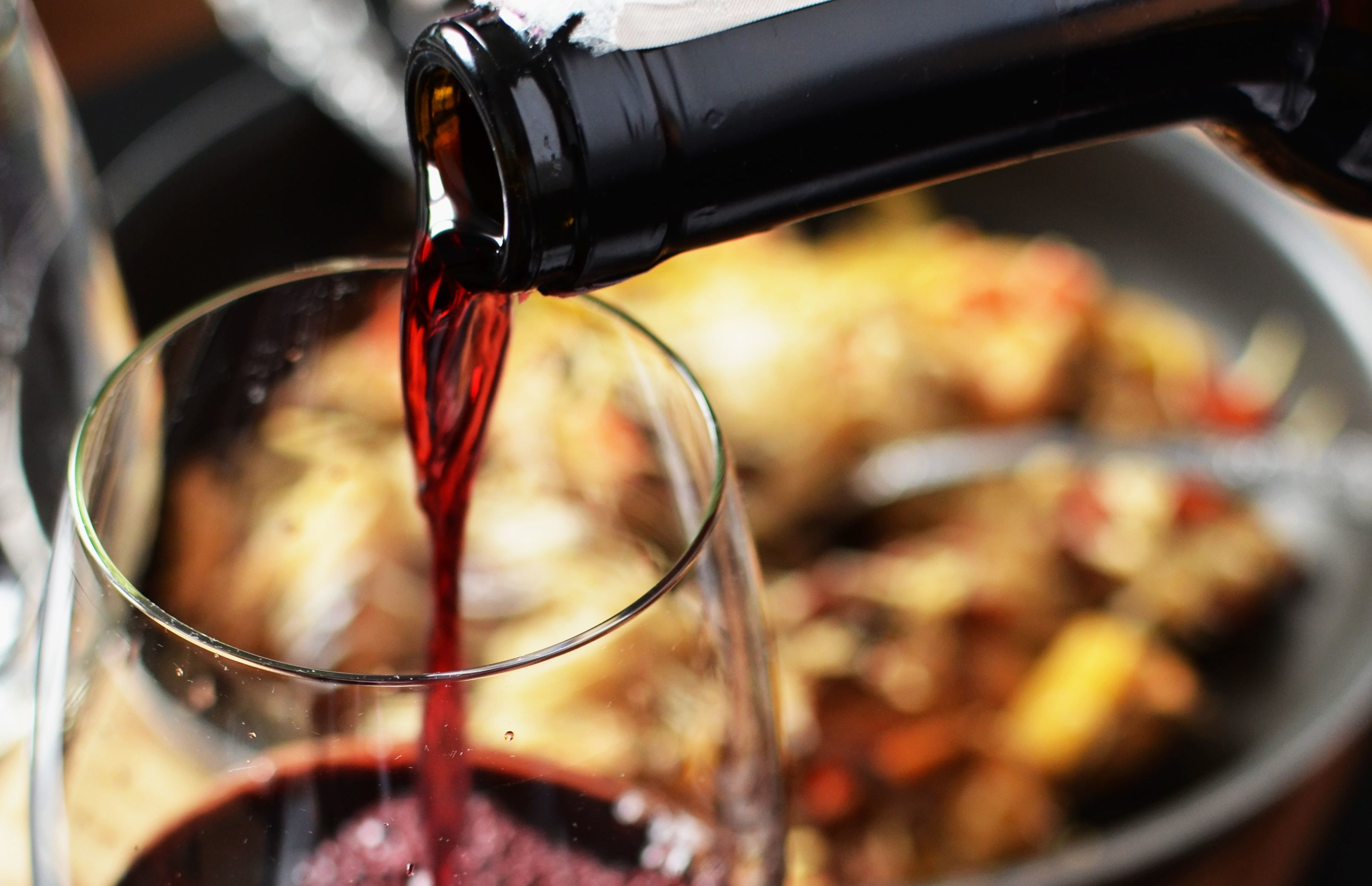red wine with food