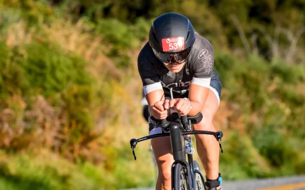 Hannah Wells on a training rider in Wanaka.