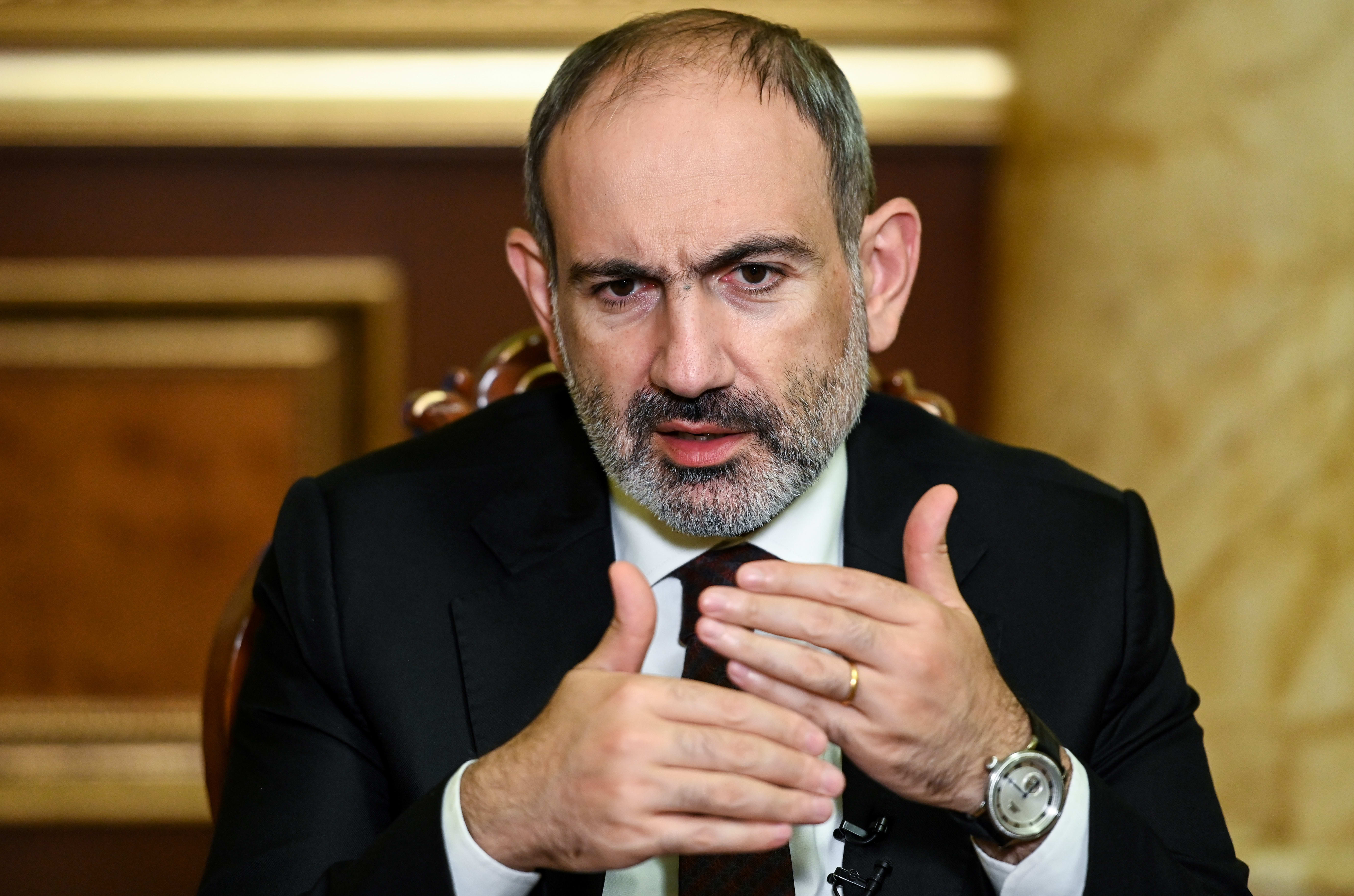 Armenian Prime Minister Nikol Pashinyan gives an interview to AFP in Yerevan.