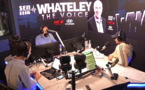 Gerard Whateley broadcasting live for SEN in Melbourne last Thursday as local sport was thrown into chaos by the latest lockdown.