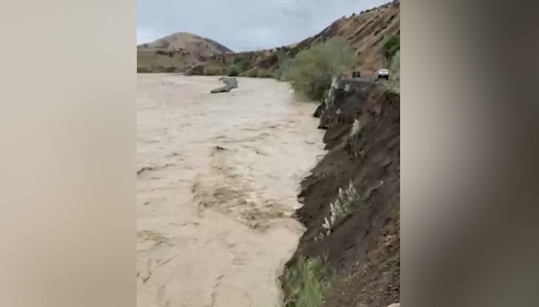 The temporary road in the Awatere Valley has been destroyed after heavy rain.