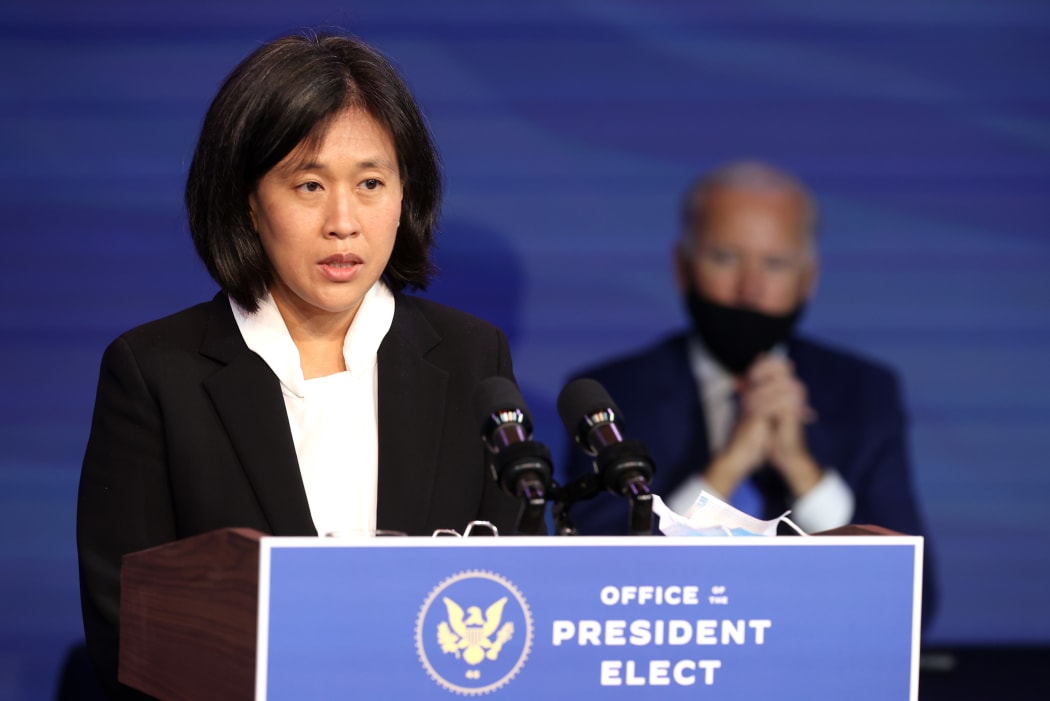 Katherine Tai delivers remarks after being introduced as U.S. President-elect Joe Bidens nominee to be the next U.S. Trade Representative at the Queen Theater on December 11, 2020 in Wilmington, Delaware.