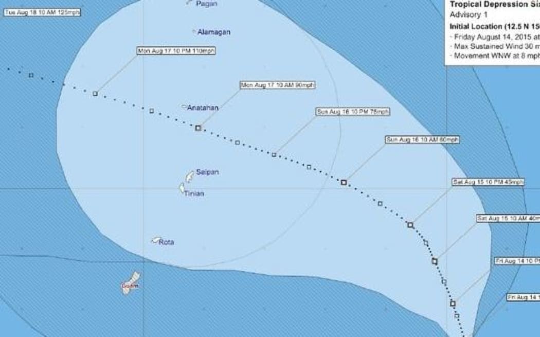 Track of Tropical Depression 16W