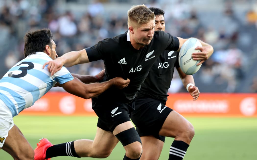 Jack Goodhue. New Zealand All Blacks v Argentina. 2020 Rugby Championship Test Match played at Bankwest Stadium, Sydney Australia on Saturday 14th November 2020. Photo Clay Cross / photosport.nz