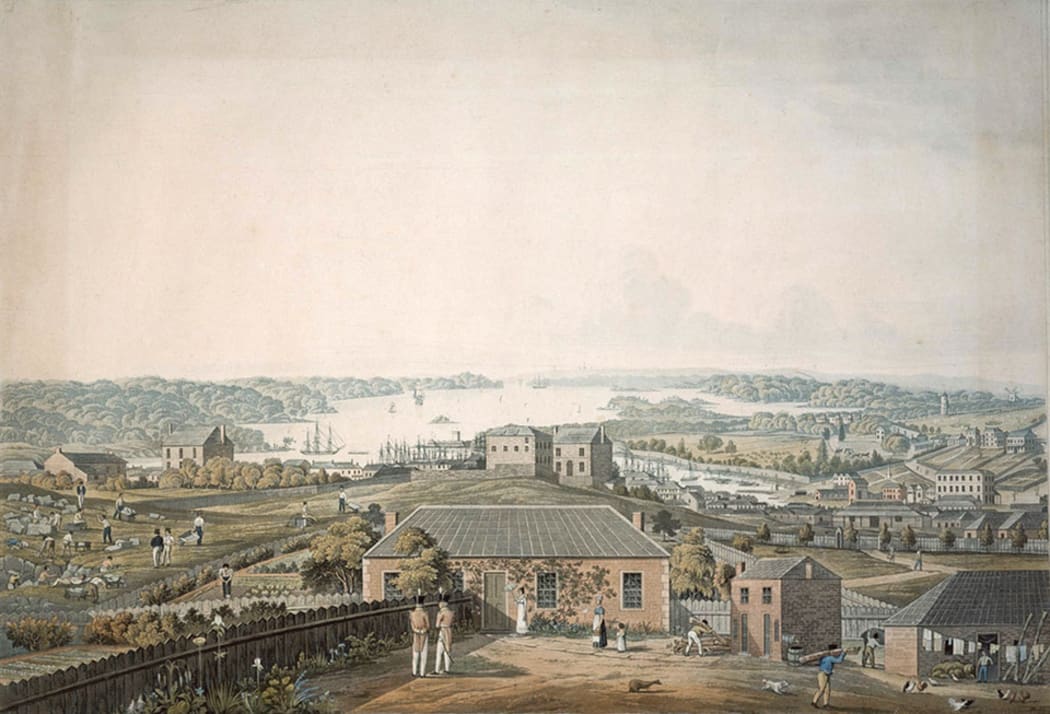 'Panoramic views of Port Jackson', c1821, drawn by Major James Taylor, engraved by R. Havell & Sons