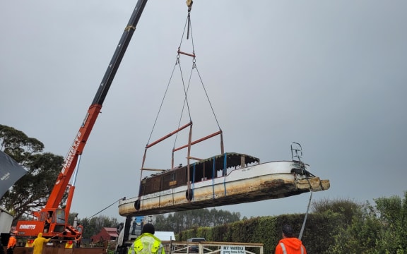 The Waireka is lifted from Lake Ōhakuri. Photo/Supplied