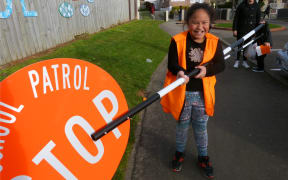 Hazel on road patrol after school