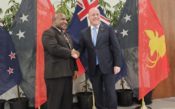 New Zealand Prime Minister Christopher Luxon, with Papua New Guinea Prime Minister James Marape, on a visit to Papua New Guinea.