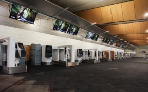 Wellington Airport looking empty after flight cancellations due to weather.