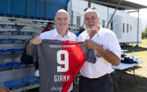 FIFA President Gianni Infantino at the Inauguration FCF HQ with New Caledonia Football Federation President Gilles Tavergeaux as part of his visit to Noumea.