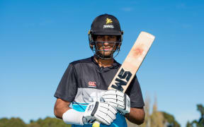 Rachin Ravindra during the Blacks Caps training 2021.