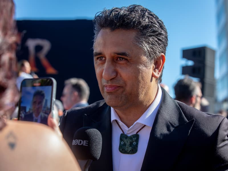 New Zealand actor Cliff Curtis speaks to media on the red carpet at the premiere of Avatar: Fire and Ash in Wellington on 13 December, 2025.