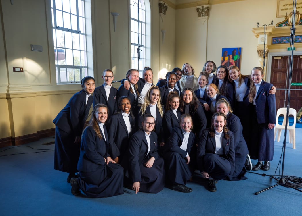 Chelsea Jade with St Mary's Bay College students