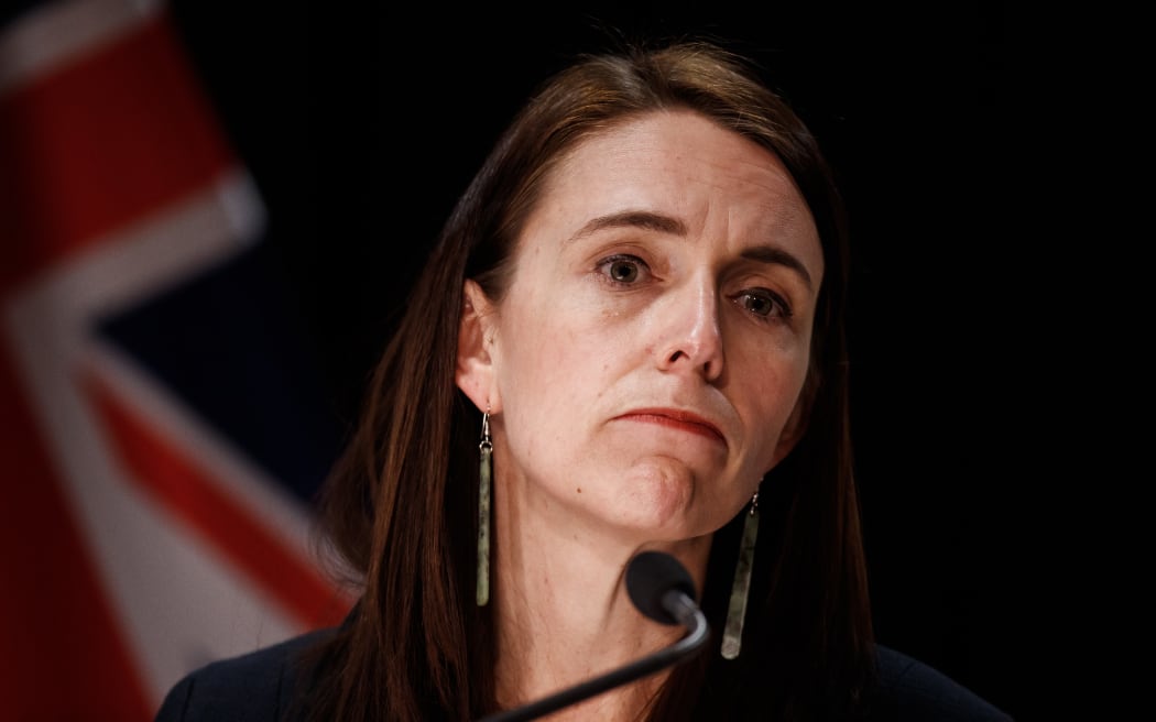 03092021 PHOTO: ROBERT KITCHIN/STUFF
L-R: 
Prime Minister Jacinda Ardern and Police Commissioner Andrew Coster hold a press conference with the details of the Auckland supermarket terror attack in the Beehive Theatrette on Friday evening.