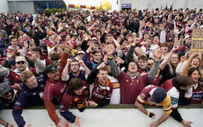 Southland celebrate their win after the Southland v Otago NPC match, Rugby Park, Invercargill.