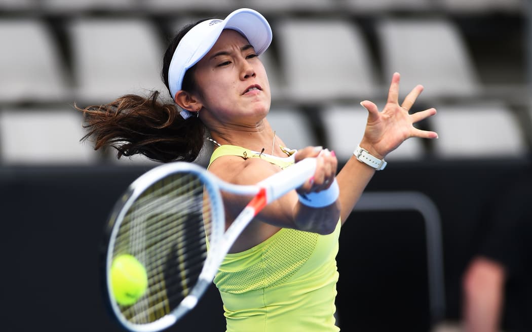 Miyu Kato  during the ASB Classic WTA Women's Tournament in 2018.