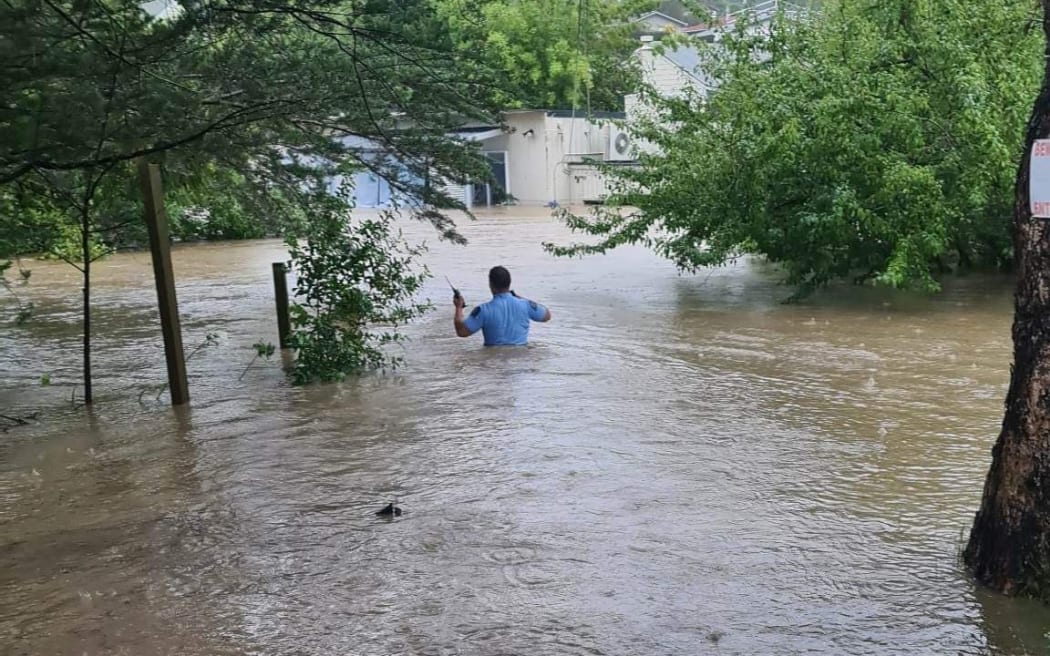 Flooding on Candia Road in Henderson Valley, west Auckland.