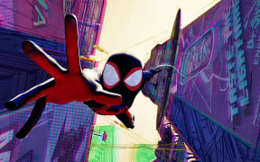 Frame from the animated superhero film Spider-Man: Across the Spider-Verse.