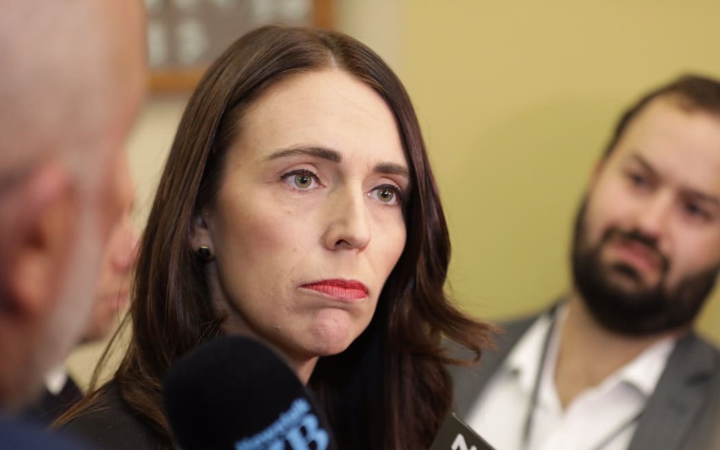 Prime Minister Jacinda Ardern at caucus run today.