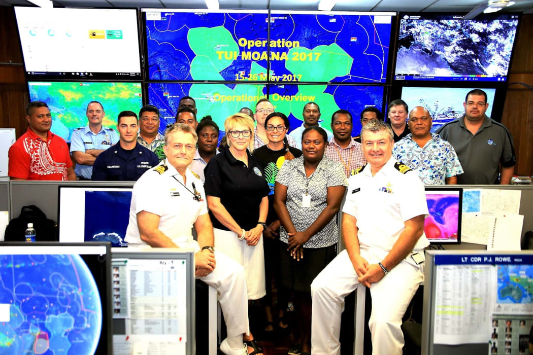 The entire Regional Fisheries Surveillance Centre team for TUI MOANA includes members from Australia, Fiji, New Zealand, Palau, Papua-New Guinea, Solomon Islands, Tonga, Tuvalu, the United States and Vanuatu.