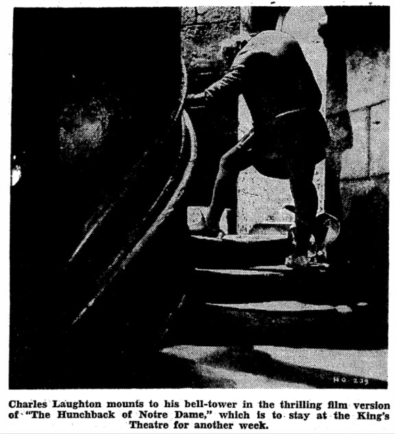A still from the film of The Hunchback of Notre Dame, The Evening Post, 1940.