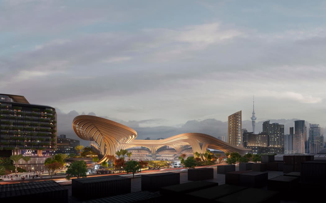 An artist's impression of Quay Park stadium, Auckland.