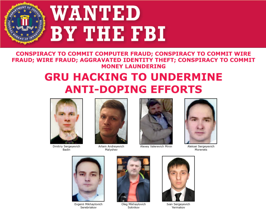 The US Justice Department indicted seven agents of Russia's GRU military intelligence agency as part of a joint crackdown with allies Britain and the Netherlands on a series of major hacking plots attributed to Moscow.