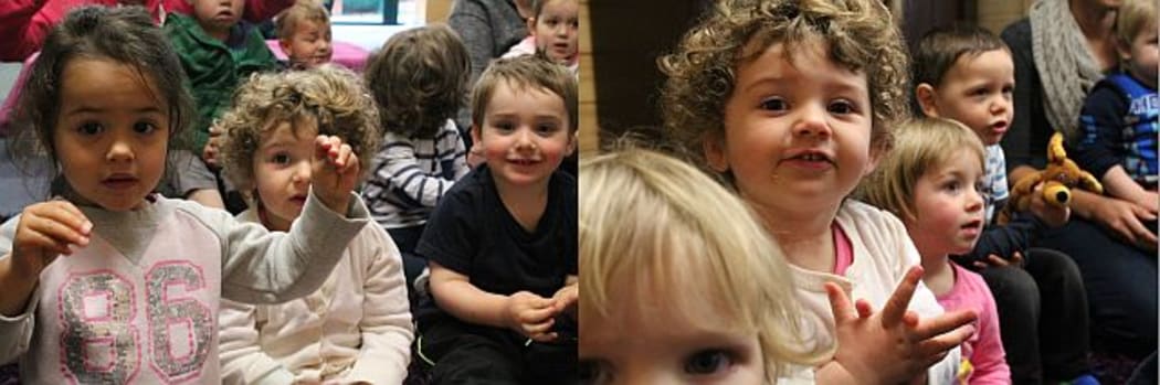 Photos of young children from Kindercare talking about crabs