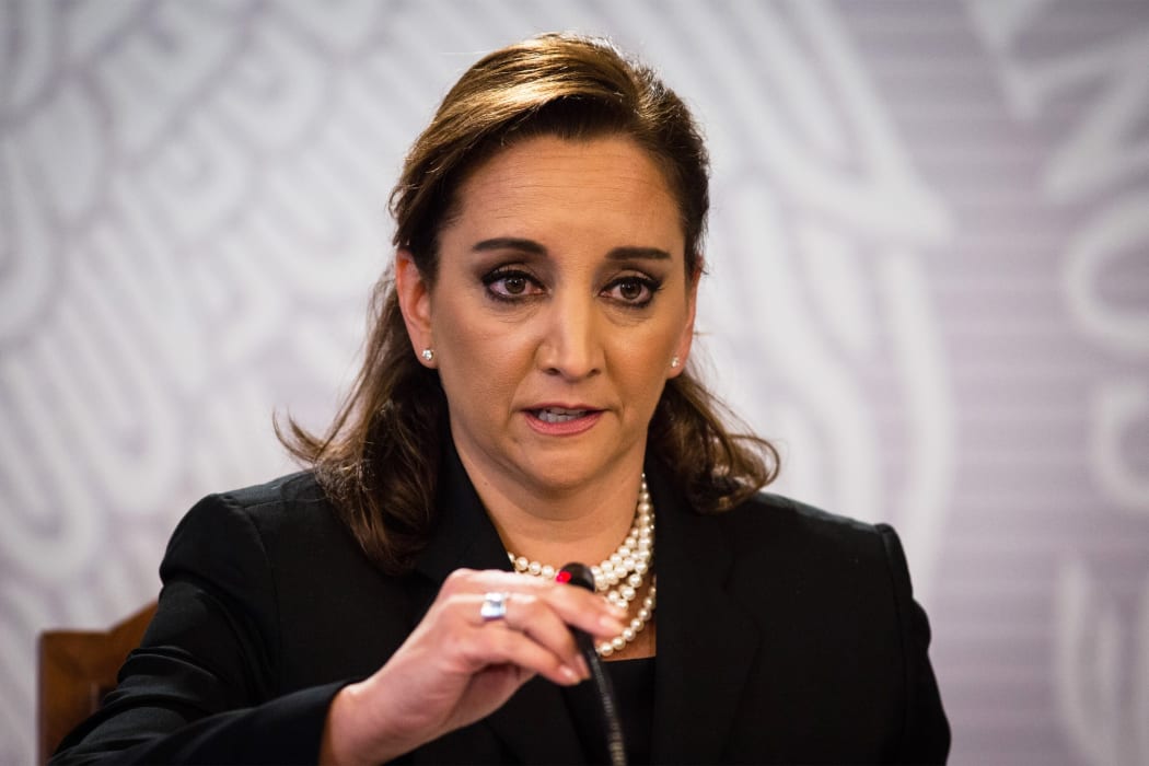 Mexican Foreign Minister Claudia Ruiz Massieu speaks at a news conference in Mexico City on 14 September after Egypt mistakenly killed Mexican tourists.