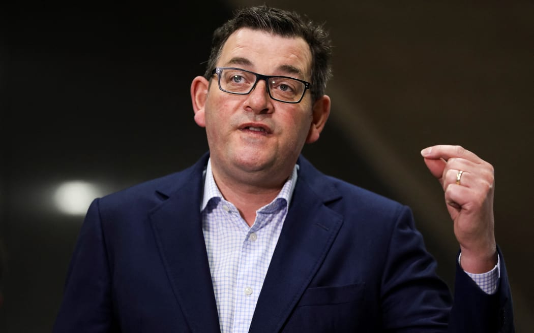 Australia's Victoria state Premier Daniel Andrews speaks during a press conference in Melbourne on July 16, 2021, after Australia's second largest city entered a fresh lockdown amid a resurgence in coronavirus cases.