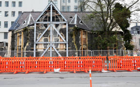 Earthquake damaged Trinity Congregational Church in Christchurch.