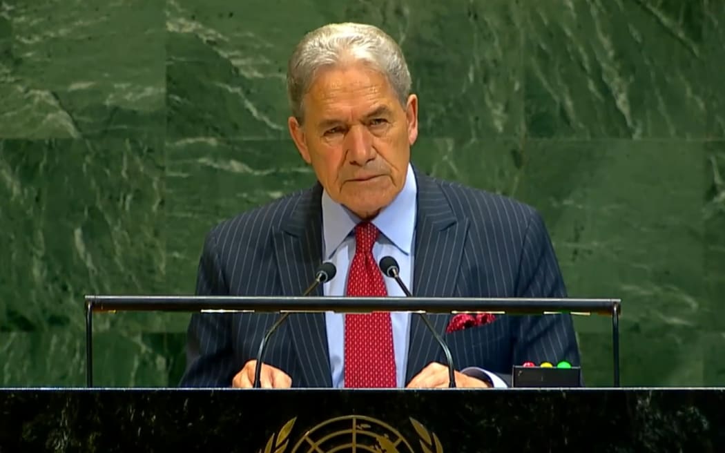 Foreign Affairs Minister Winston Peters makes a speech at the United Nations General Assembly.