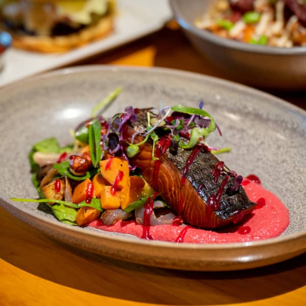 Salmon on the menu at The Fat Duck Gastropub.