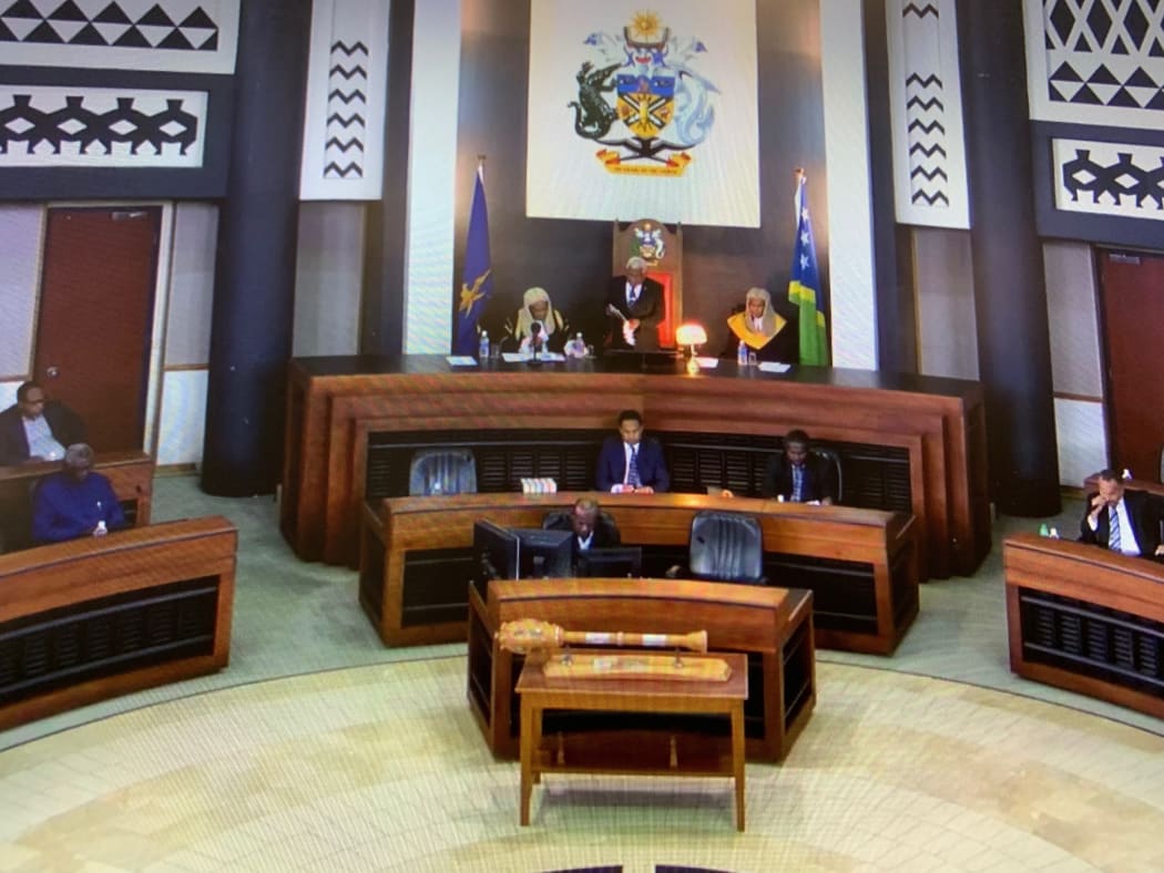 Solomon Islands new governor general Reverend David Vunagi addresses parliament. 29 July 2019