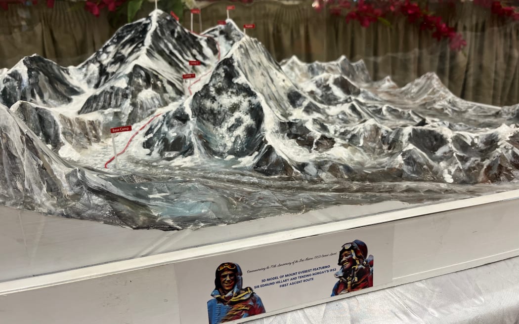A 3D model of Mount Everest that traces the route that Sir Edmund Hillary and Sherpa Tenzing Norgay used to climb the world’s tallest peak was unveiled at Everest Day celebrations in Auckland on Saturday.