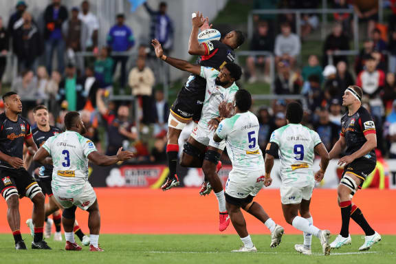 Jimmy Tupou of the Chiefs during the Super Rugby Pacific round 4 match between the Chiefs and Fijian Drua at FMG Stadium in Hamilton, New Zealand on Saturday March 16, 2024. Copyright photo: Aaron Gillions / www.photosport.nz