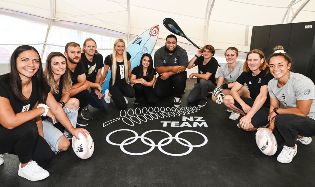 Ella Williams,Justina Kitchen, Stacey Flulher, Dan Wilcox, Anna Leat, Theresa Fitzpatrick, Andrea Anacan, Lukas Walton, Callum Gilbert, Paul Snow Hansen and David Liti.
New Zealand Olympic Committee 100 Days to Tokyo Olympic Games at The Cloud, Auckland CBD on Wednesday 14th April 2021.