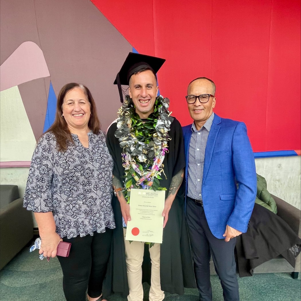 Arama Tairea, who has graduated with a Masters of Arts in Religious Studies