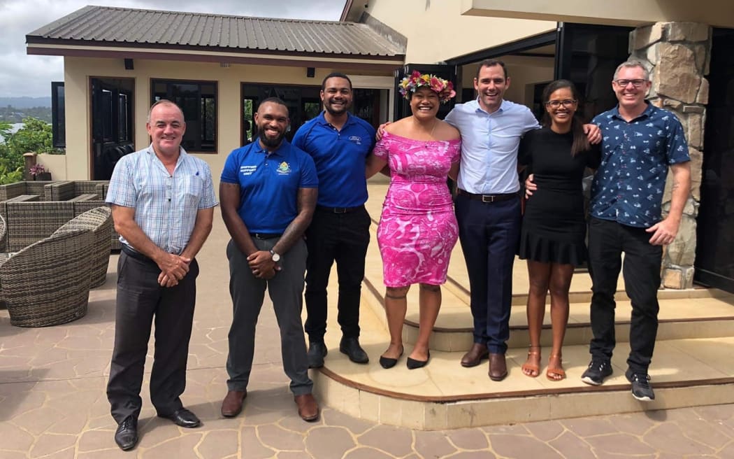 Cameron Smith meeting Vanuatu sporting officials in Port Vila.