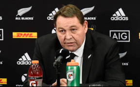 All Blacks head coach Steve Hansen speaks at the post match press conference during the 3rd rugby test match between the All Blacks and Lions at Eden Park in Auckland on Saturday the 8th of July 2017.
