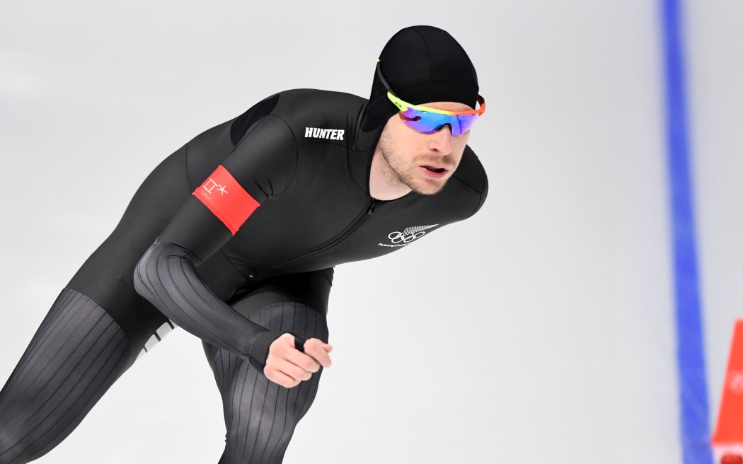 New Zealand's Peter Michael during the Mens 5000m Speed Skating at the 2018 PyeongChang Winter Olympics, South Korea.