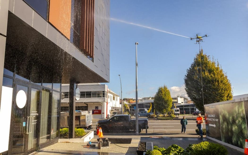 Drone window washing