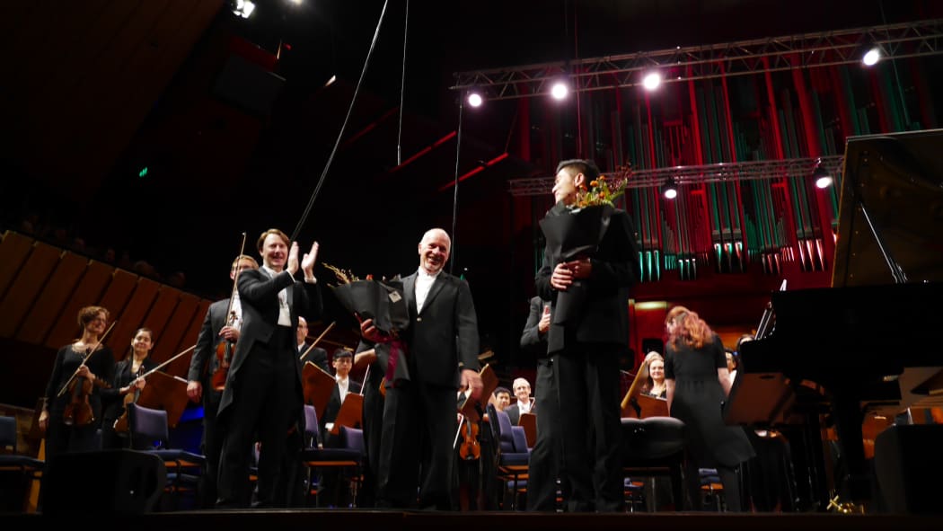Benjamin Northey, Michael Houstoun & Tony Chen Lin at Christchurch Town Hall reopening concert