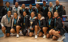 The Black Ferns arrive home in New Zealand after defending their Sevens World Cup title in San Francisco.