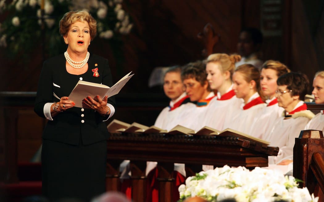 Dame Malvina Major sings at the State Funeral for Sir Edmund Hillary in 2008.