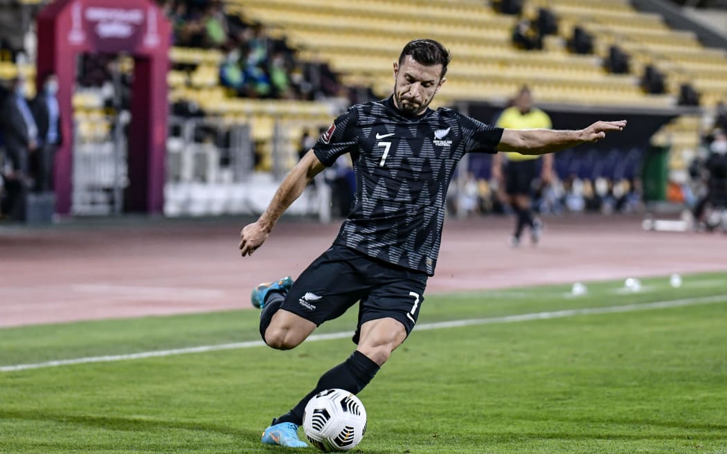 Kosta Barbarouses in action during New Zealand All Whites v Fiji 2022.