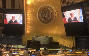 Samoa's Prime Minister Fiame Naomi Mata'afa addresses the 76th UN General Assembly by video link.